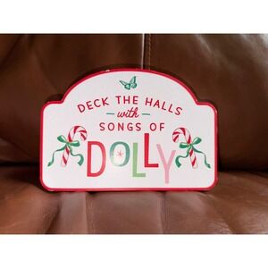 Dolly Parton Deck the Halls with Songs of Dolly Wood Block Christmas Sign